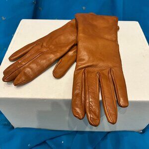 Brooks Bothers Cashmere Lined Leather Gloves - Cognac